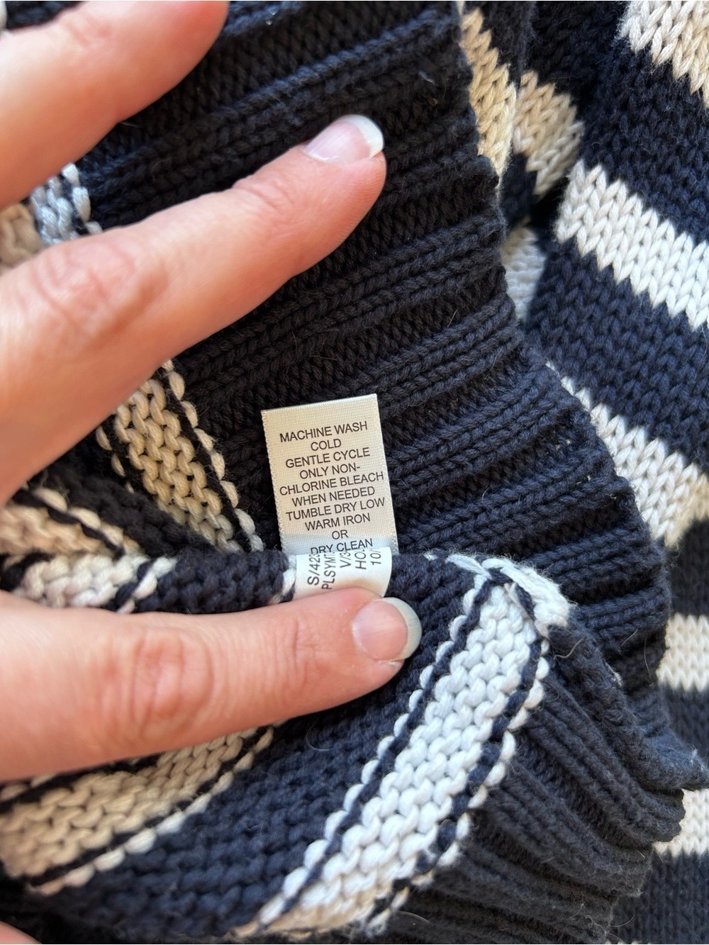 Banana Republic Sweater Navy White Striped Cotton Large - Picture 7 of 9